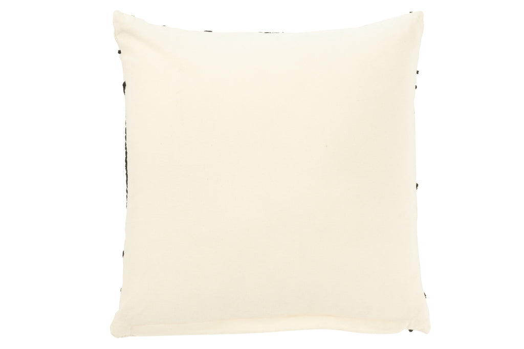 Coussin carré lignes/courbes coton blanc/noir - J-Line