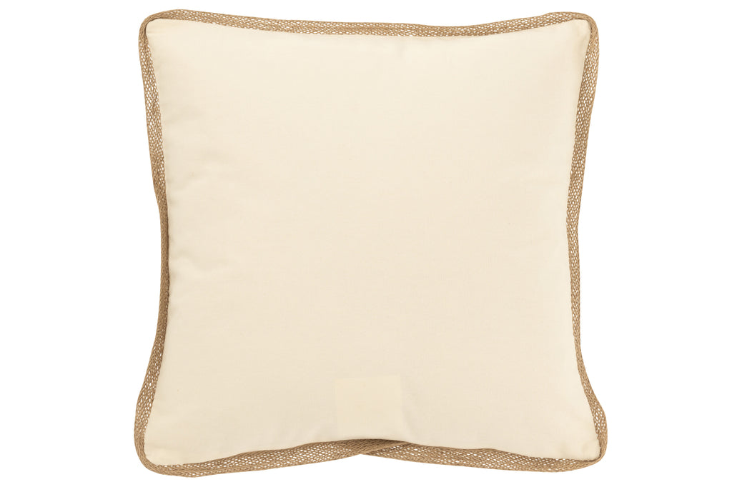 Coussin carré Palmier en coton crème/beige- J-Line