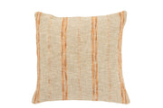 Coussin carré à rayures lignes en lin/coton beige/rouille - J-Line