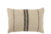 Coussin à rayures lignes en lin beige et noir rectangulaire - J-Line