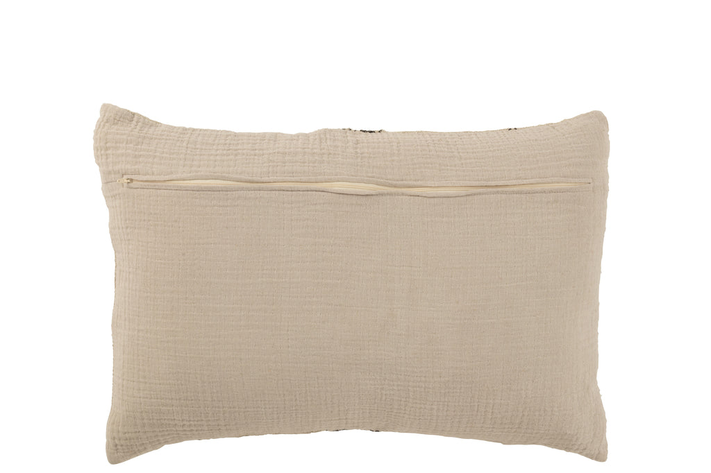 Coussin à rayures lignes en lin beige et noir rectangulaire - J-Line