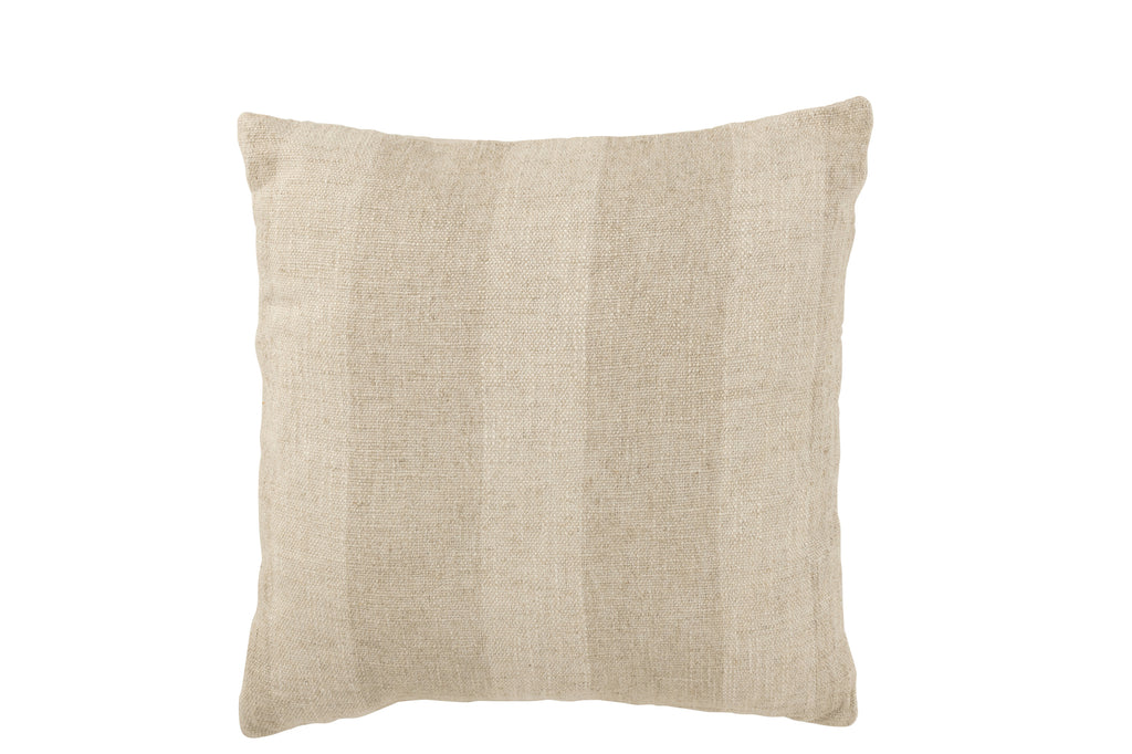 Coussin à rayures large en lin beige carré - J-Line