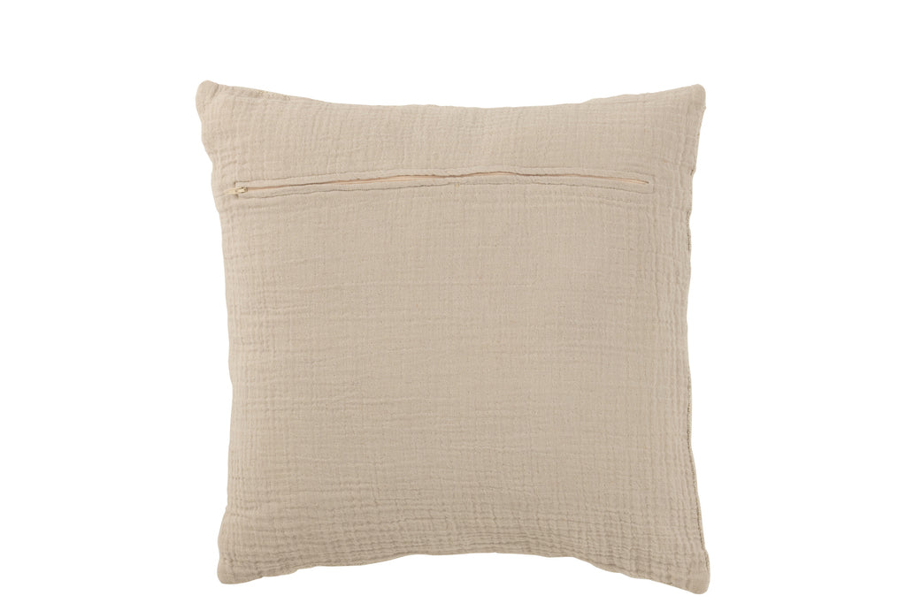 Coussin à rayures large en lin beige carré - J-Line