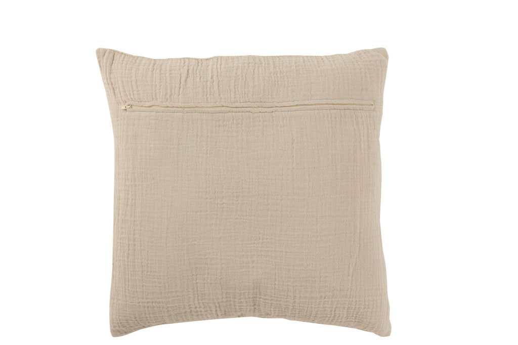 Coussin à rayures en lin beige carré - J-Line