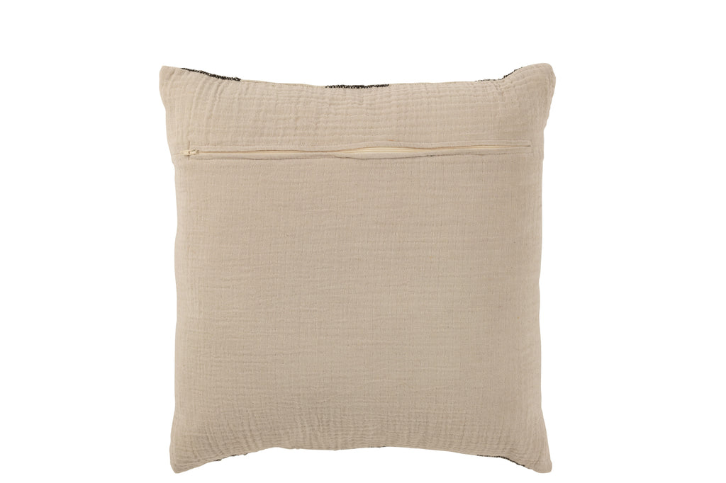 Coussin à rayures  large en lin beige et noir carré - J-Line