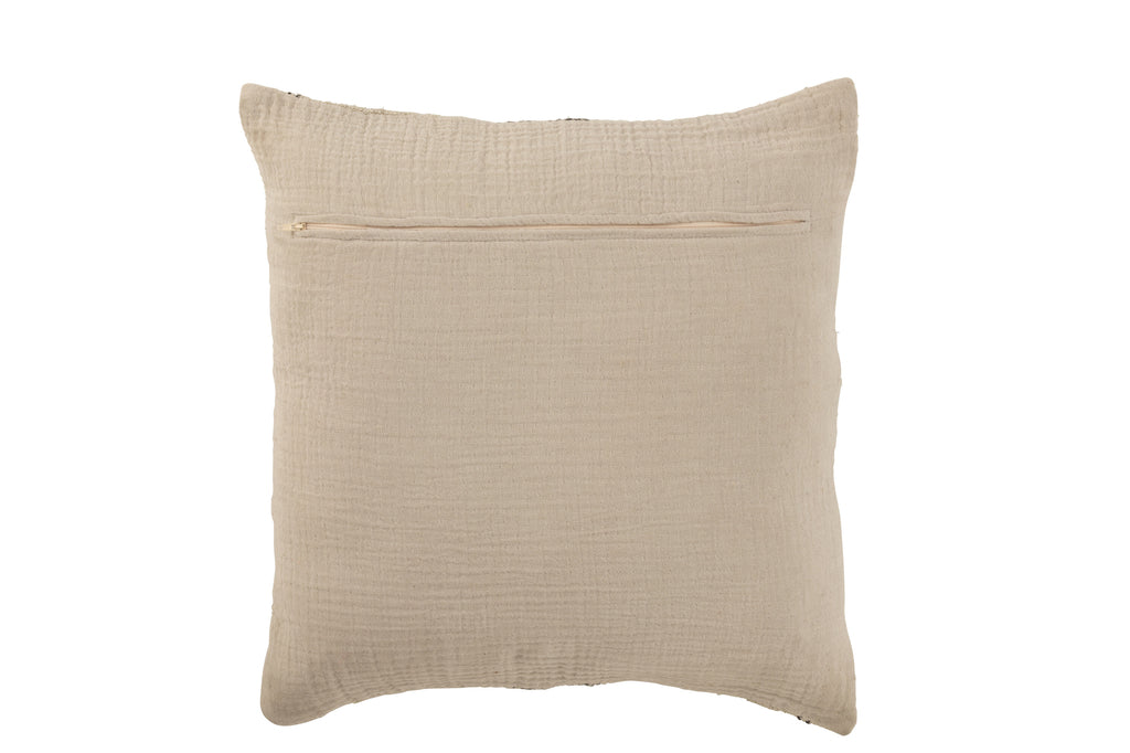 Coussin à rayures lignes en lin beige carré - J-Line