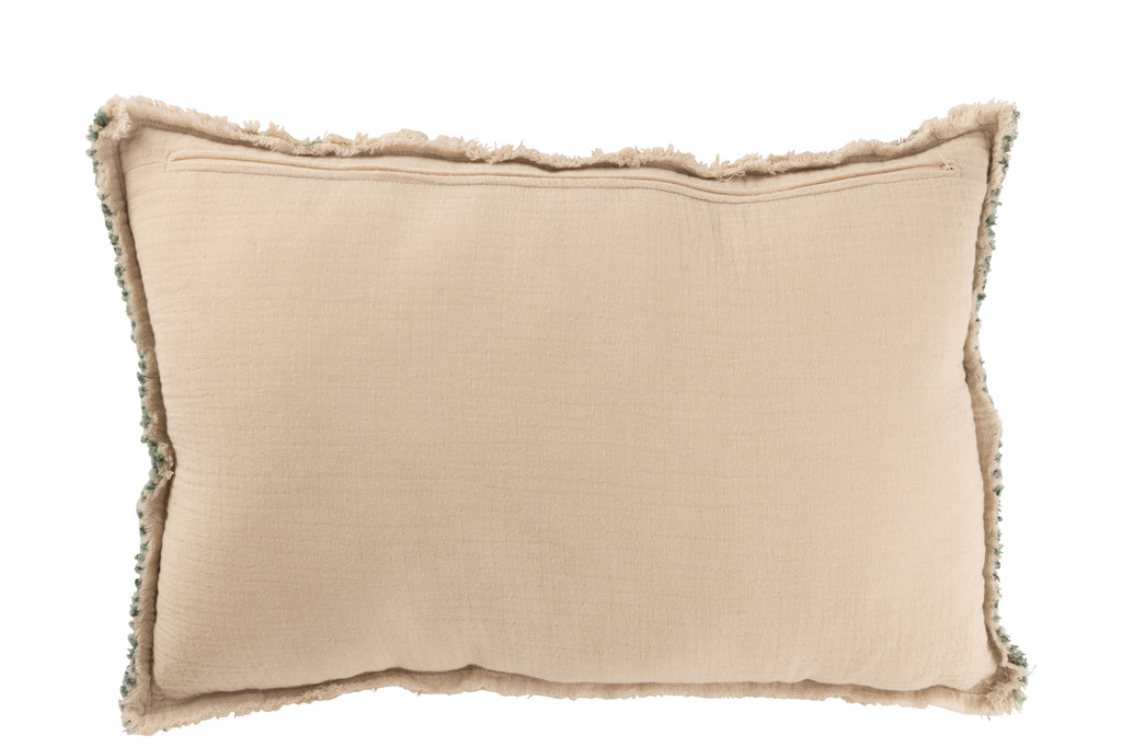 Coussin en coton et lin texturé vert beige - J-Line