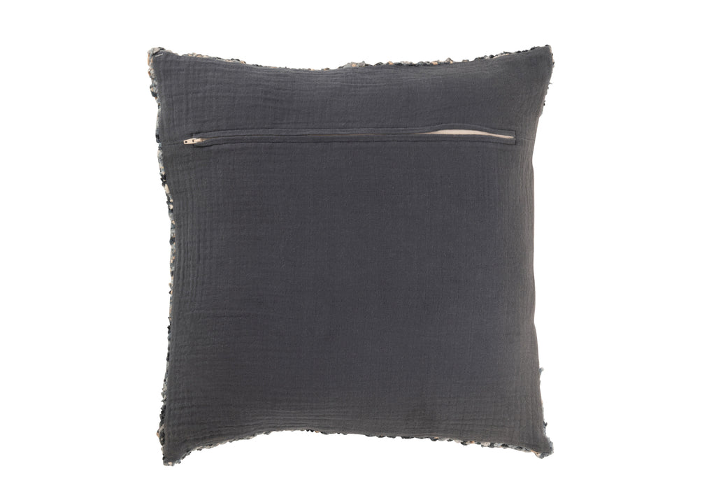 Coussin Alexandra en tweed coton bleu/blanc - J-Line