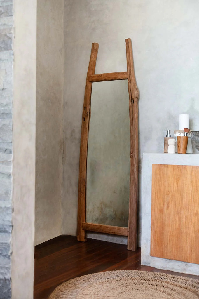 Miroir sur pied Fabulook en teck recyclé - Naturel - Bazar Bizar