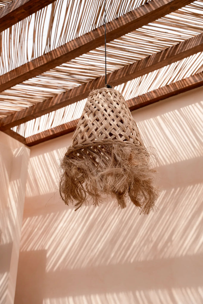 Abat-jour Jelly Fish en herbe abaca - Naturel - M - Bazar Bizar