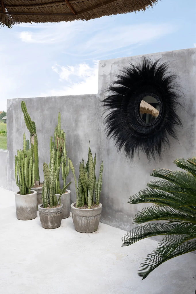 Miroir mural Sunken Forest en herbe naturel - Noir - Bazar Bizar