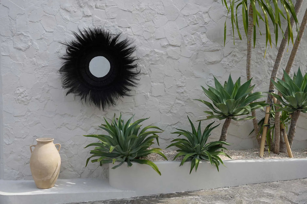 Miroir mural Sunken Forest en herbe naturel - Noir - Bazar Bizar