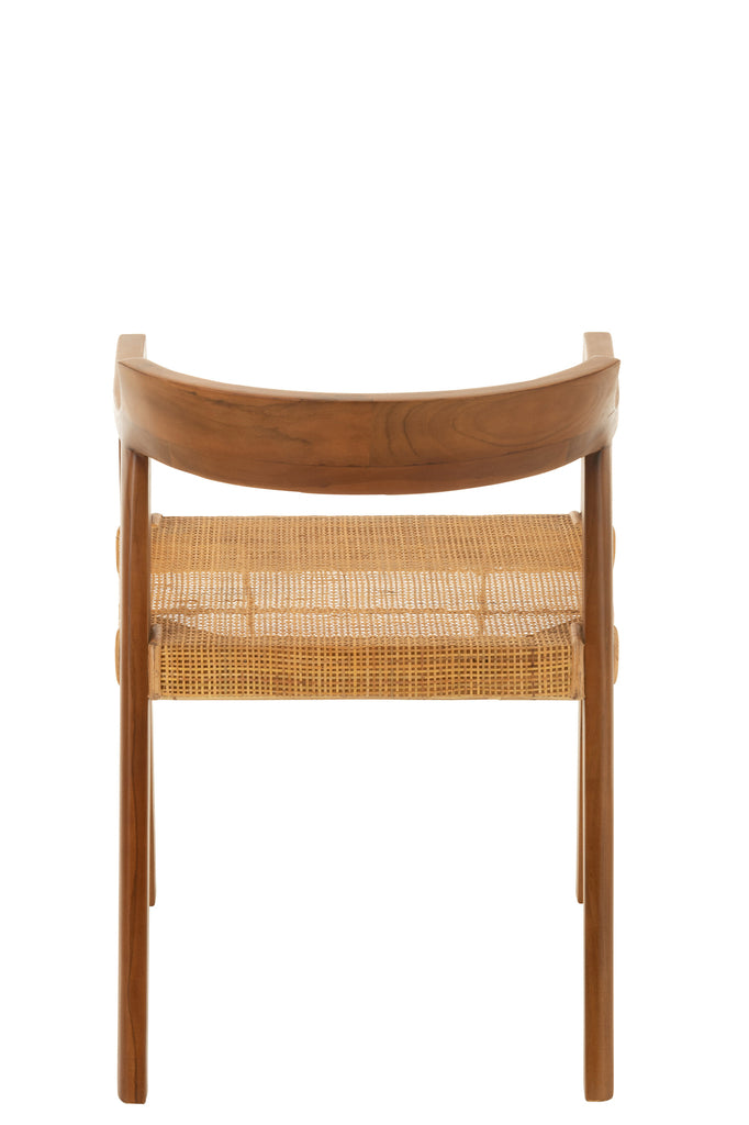 Chaise de salle à manger Salangan en bois de teck marron avec cannage - J-Line