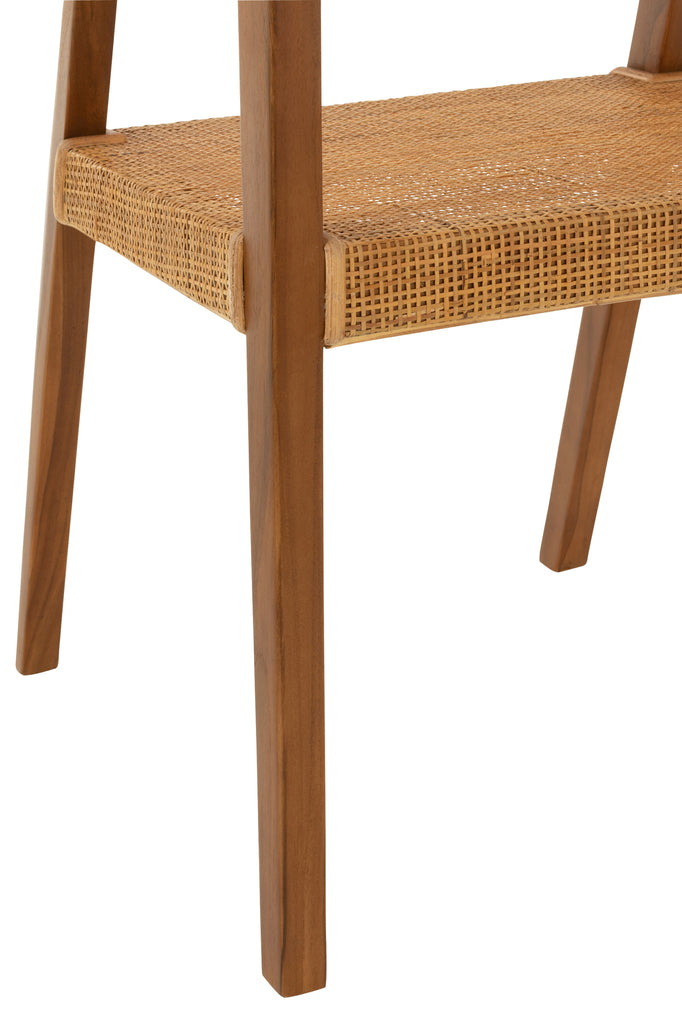 Chaise de salle à manger Salangan en bois de teck marron avec cannage - J-Line
