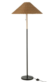 Lampadaire Kediri en métal/osier noir - J-Line