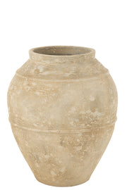 Cache-pot Antique en ciment beige grande - J-Line