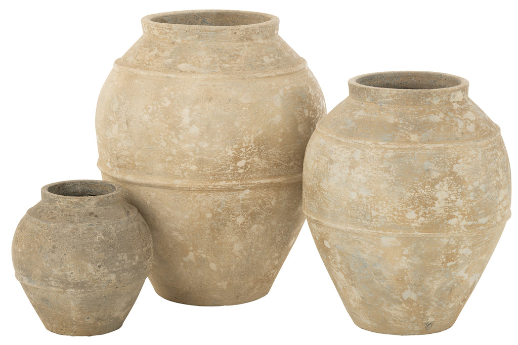 Cache-pot Antique en ciment beige grande - J-Line