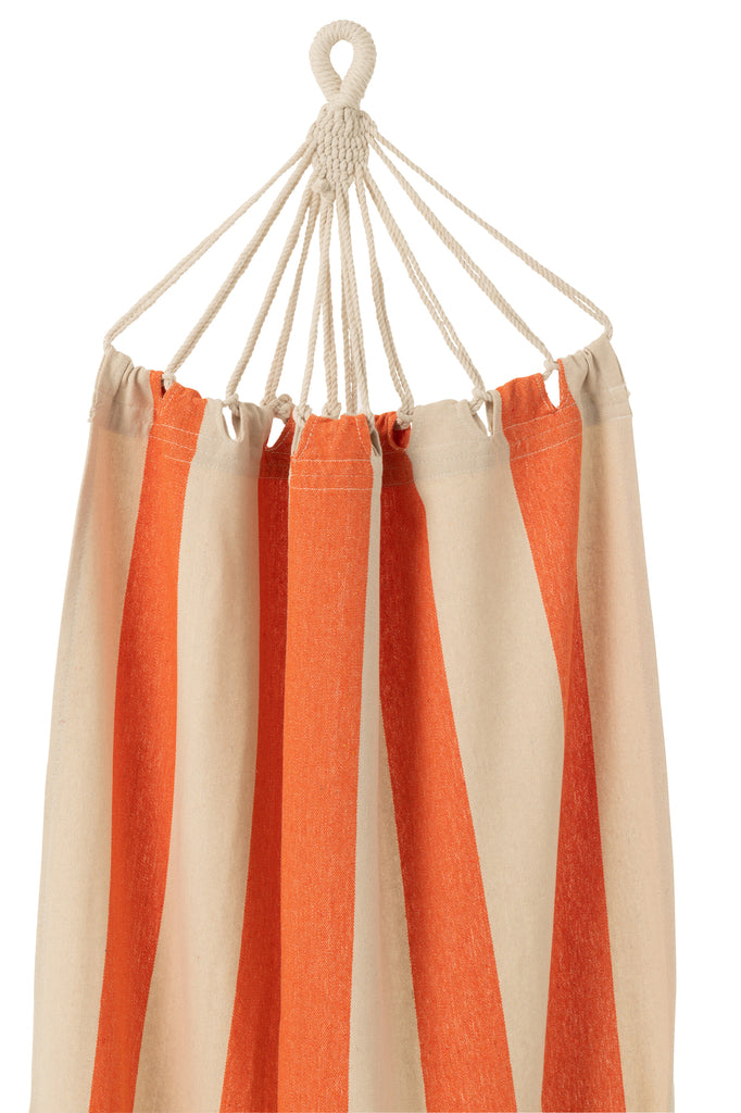 Hamac à larges rayures en coton orange/écru - J-Line