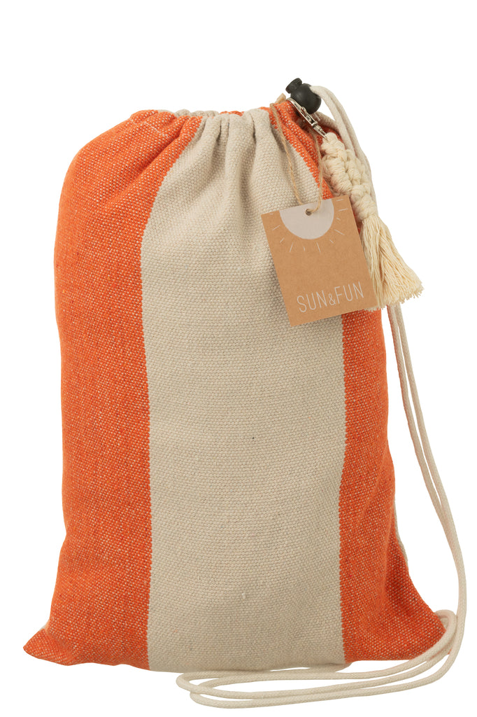Hamac à larges rayures en coton orange/écru - J-Line