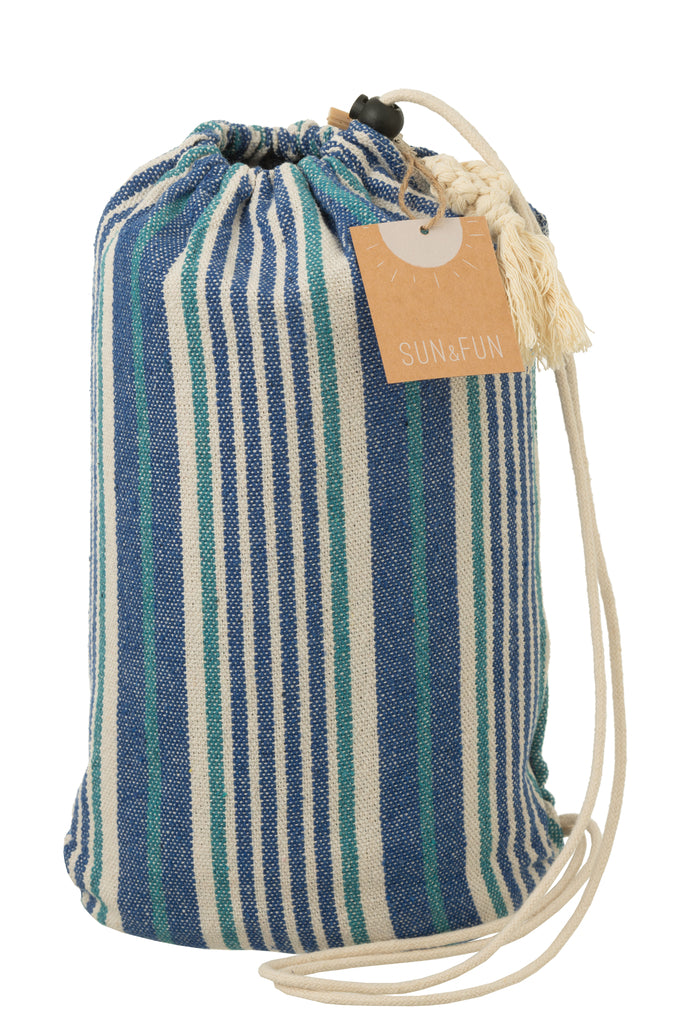 Hamac à rayures en coton bleu/blanc - J-Line