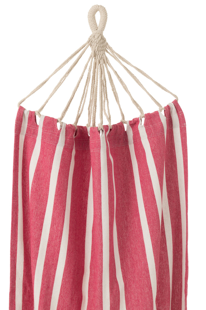 Hamac à rayures en coton rose/blanc - J-Line