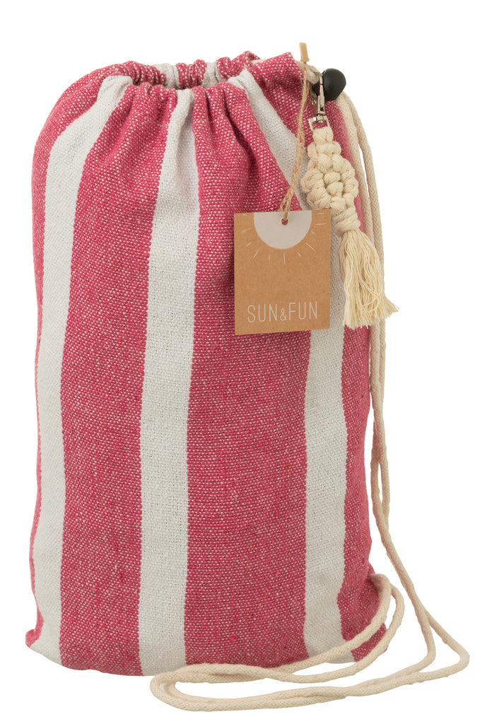 Hamac à rayures en coton rose/blanc - J-Line