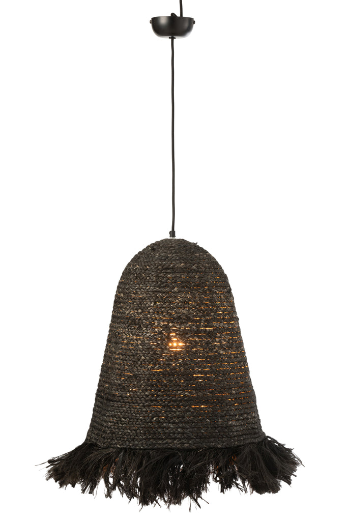 Suspension luminaire Gili Lampu en fibres de bananier noir - J-Line