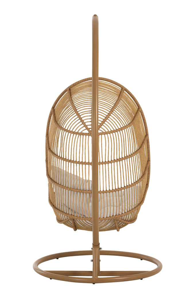 Fauteuil suspendu Eggaza en acier et osier beige foncé - J-Line
