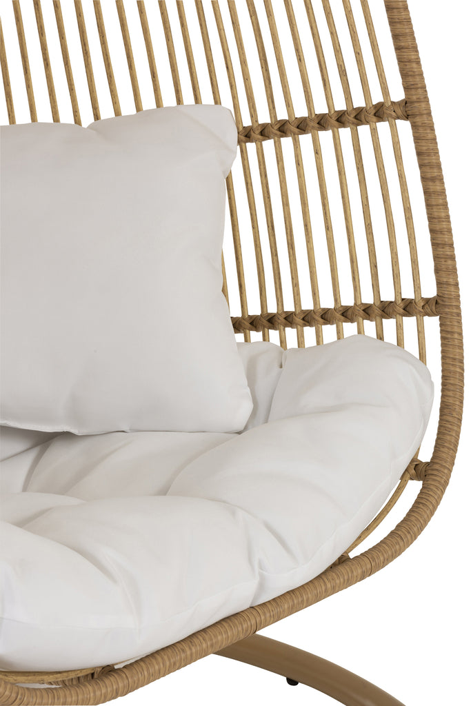 Fauteuil suspendu Eggaza en acier et osier beige foncé - J-Line