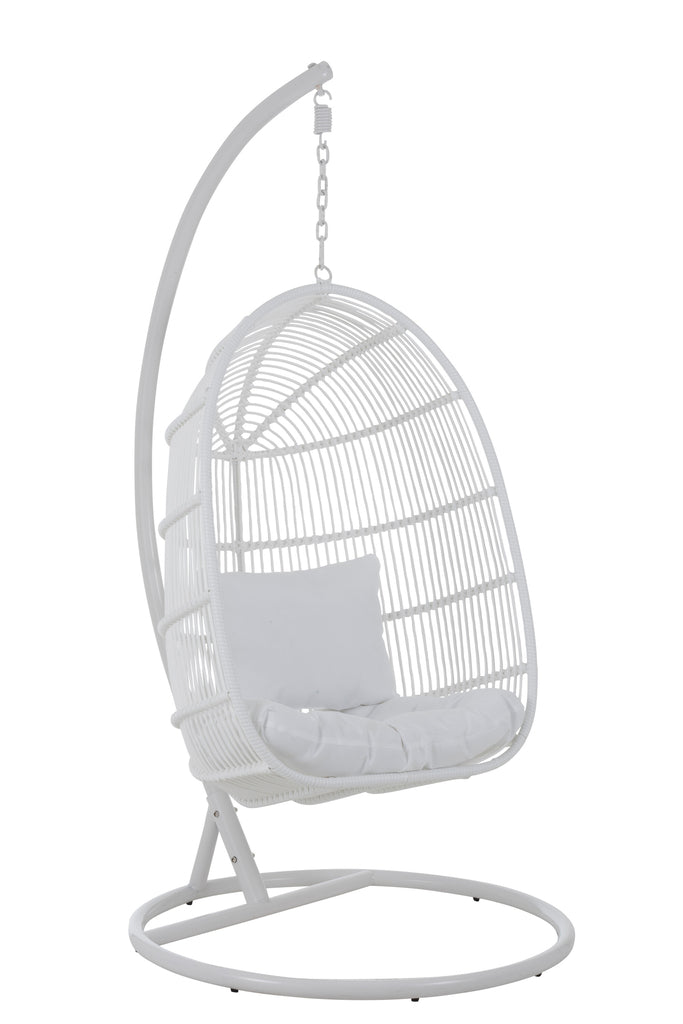 Fauteuil suspendu Eggaza en acier et osier blanc - J-Line