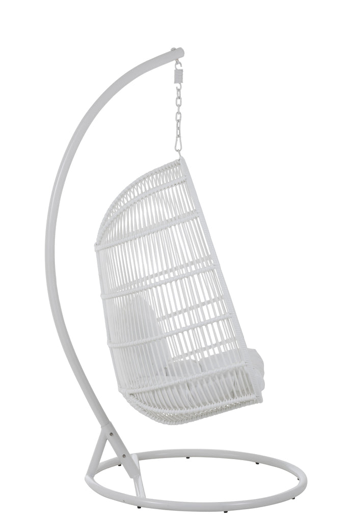 Fauteuil suspendu Eggaza en acier et osier blanc - J-Line