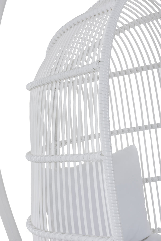 Fauteuil suspendu Eggaza en acier et osier blanc - J-Line