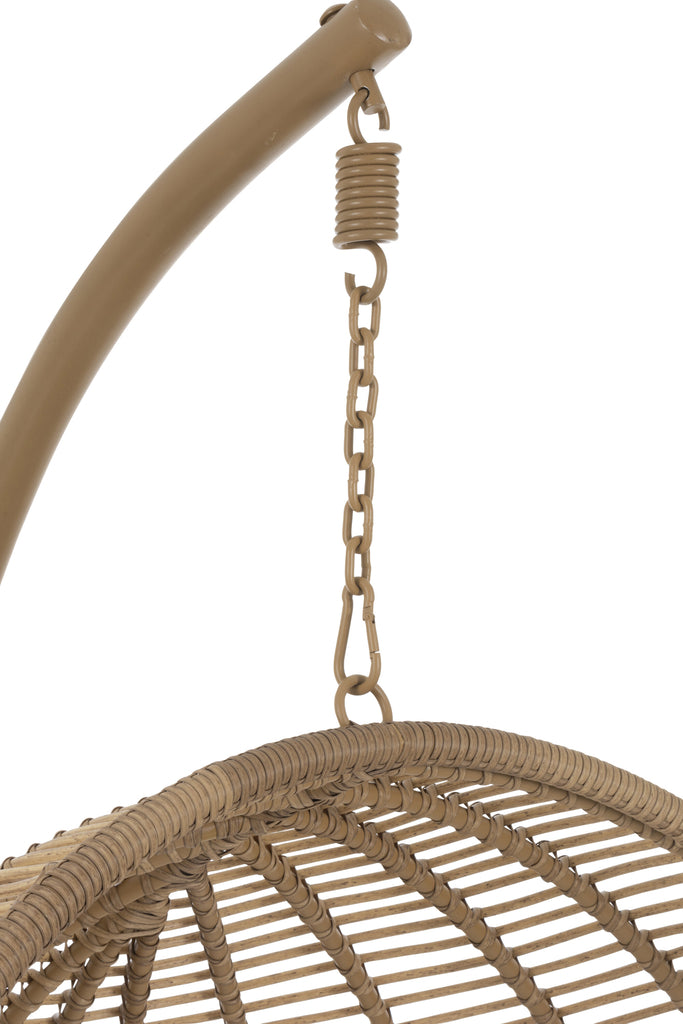 Fauteuil suspendu Gonda en acier et osier beige foncé - J-Line