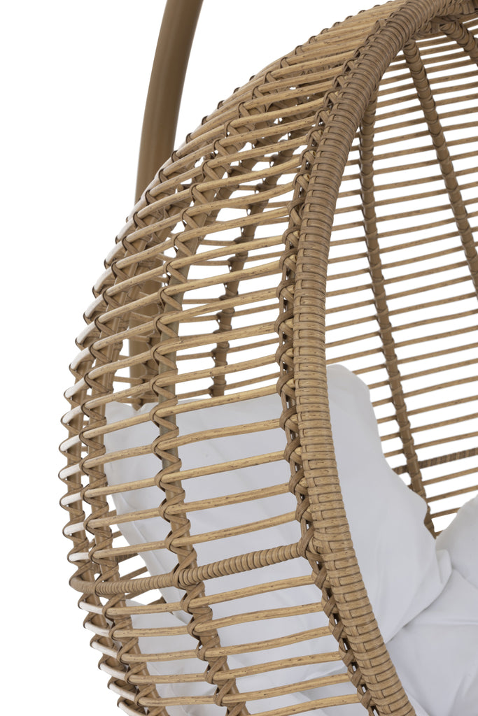 Fauteuil suspendu Gonda en acier et osier beige foncé - J-Line