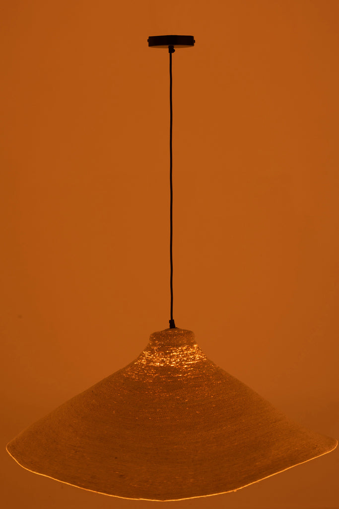 Suspension luminaire Lampung en jonc de fibre beige - J-Line