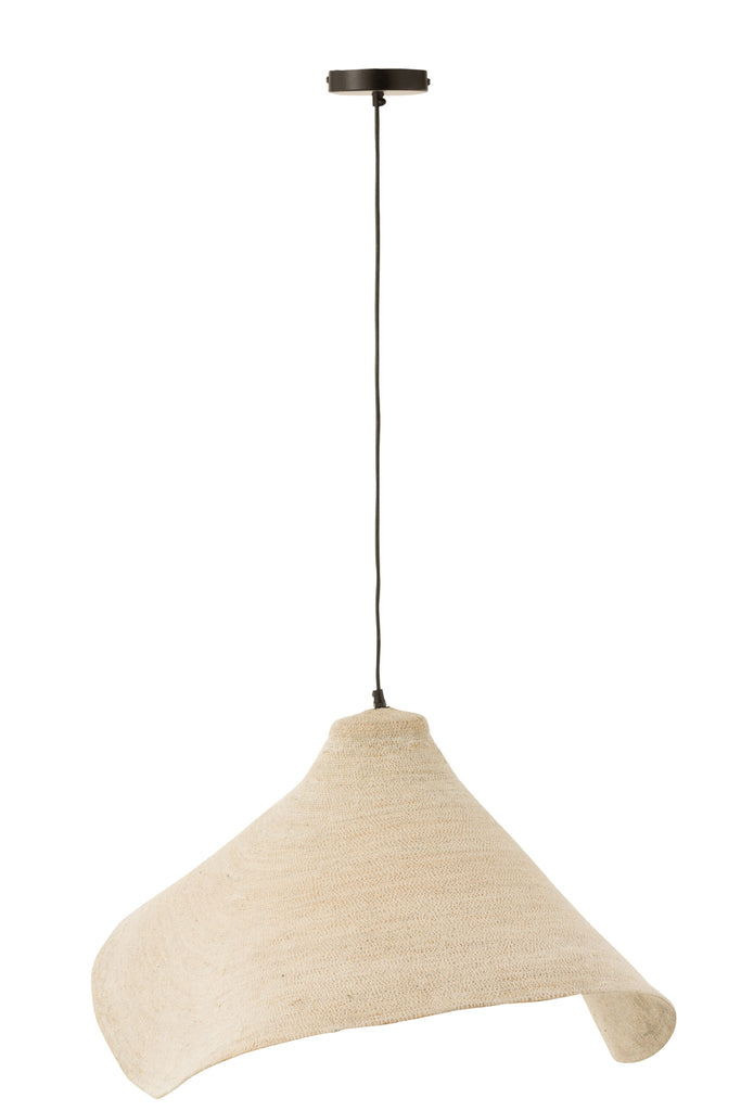 Suspension luminaire Lampung en jonc de fibre beige - J-Line