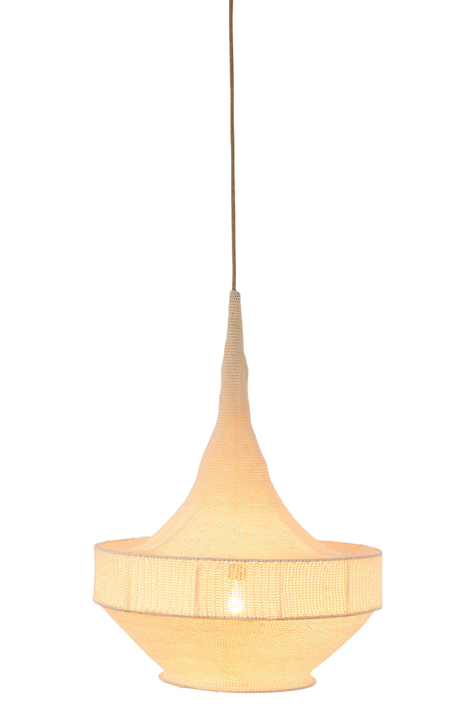 Suspension luminaire tricotée Kerikeri beige grande - J-Line