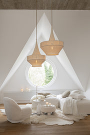 Suspension luminaire tricotée Kerikeri beige grande - J-Line