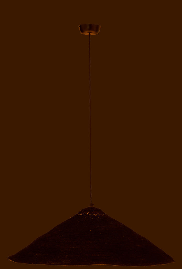 Suspension luminaire Lampung en jonc de fibre noir - J-Line