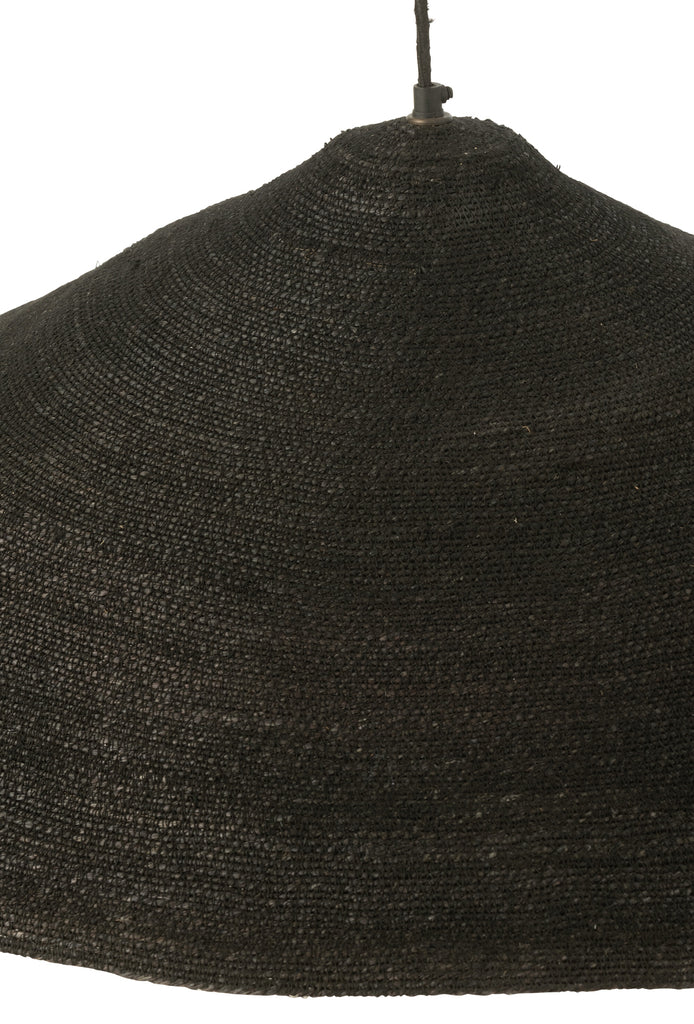 Suspension luminaire Lampung en jonc de fibre noir - J-Line