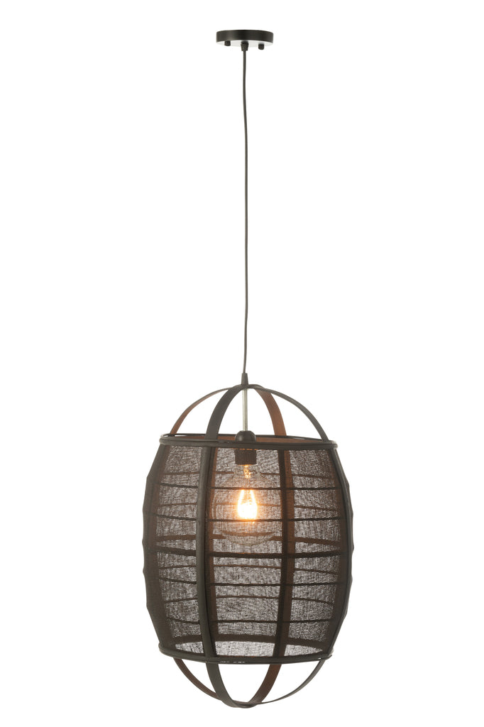 Suspension luminaire Langsa en lin/bambou noir petite - J-Line