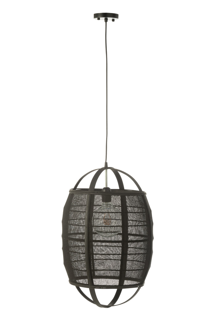 Suspension luminaire Langsa en lin/bambou noir petite - J-Line