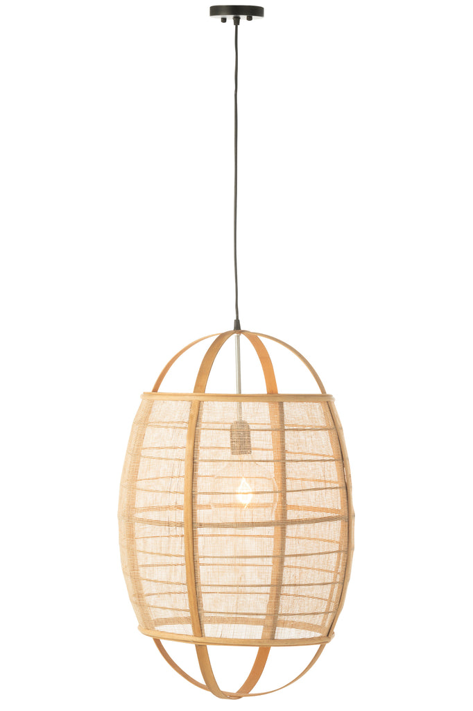 Suspension luminaire Langsa en lin/bambou beige large - J-Line