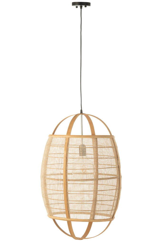 Suspension luminaire Langsa en lin/bambou beige large - J-Line