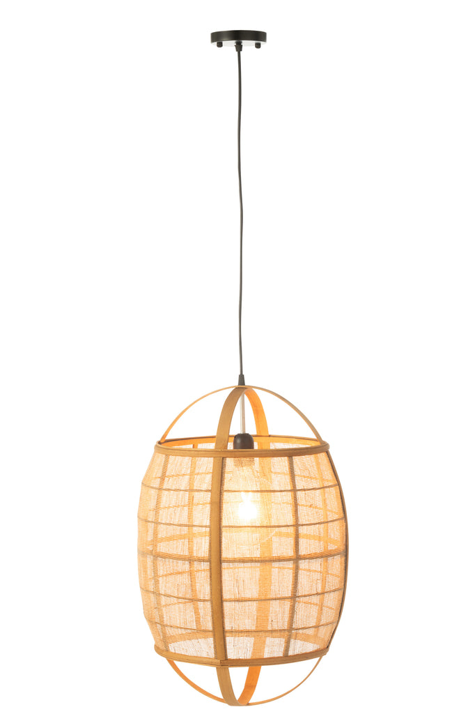 Suspension luminaire Langsa en lin/bambou beige petite - J-Line