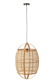 Suspension luminaire Langsa en lin/bambou beige petite - J-Line