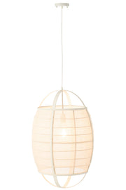 Suspension luminaire Langsa en lin blanc large - J-Line