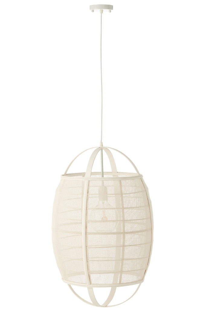 Suspension luminaire Langsa en lin blanc large - J-Line