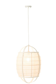 Suspension luminaire Langsa en lin/bambou blanc petite - J-Line