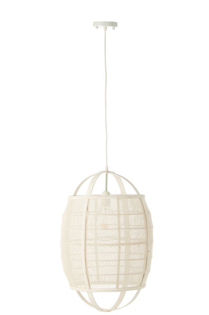 Suspension luminaire Langsa en lin/bambou blanc petite - J-Line